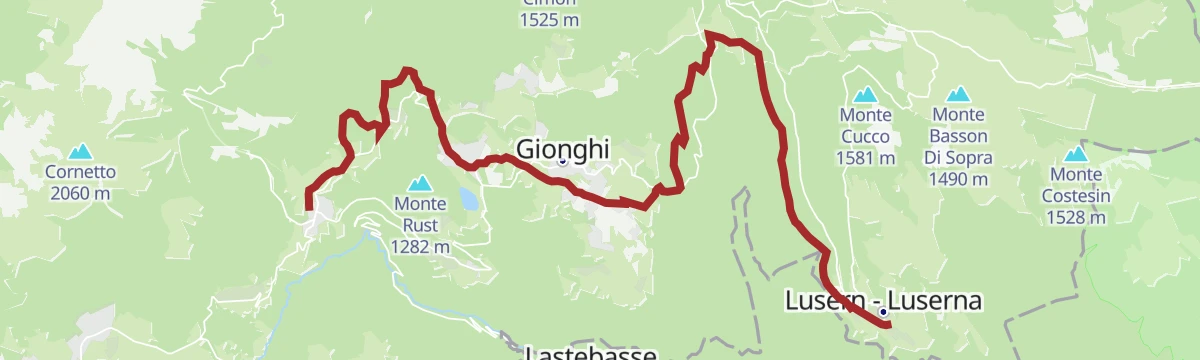 Route map: Etappe 14 Lusern/Luserna